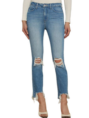 L'Agence High Rise Skinny Jeans Distressed Size 25